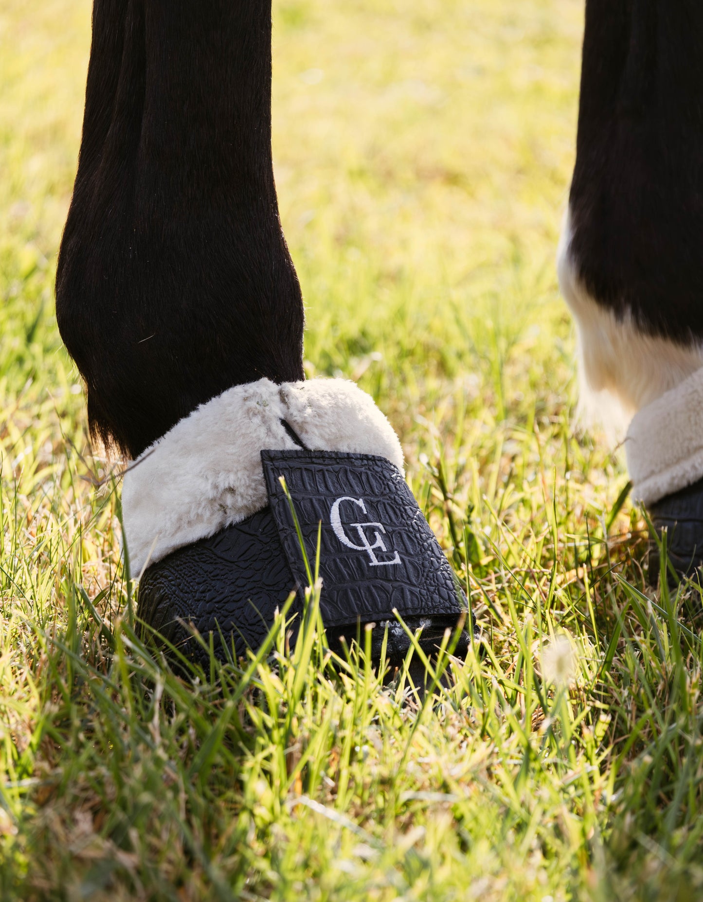Campanas de protección para caballo negras efecto cocodrilo – Soft Croco | Celiana Equestrian