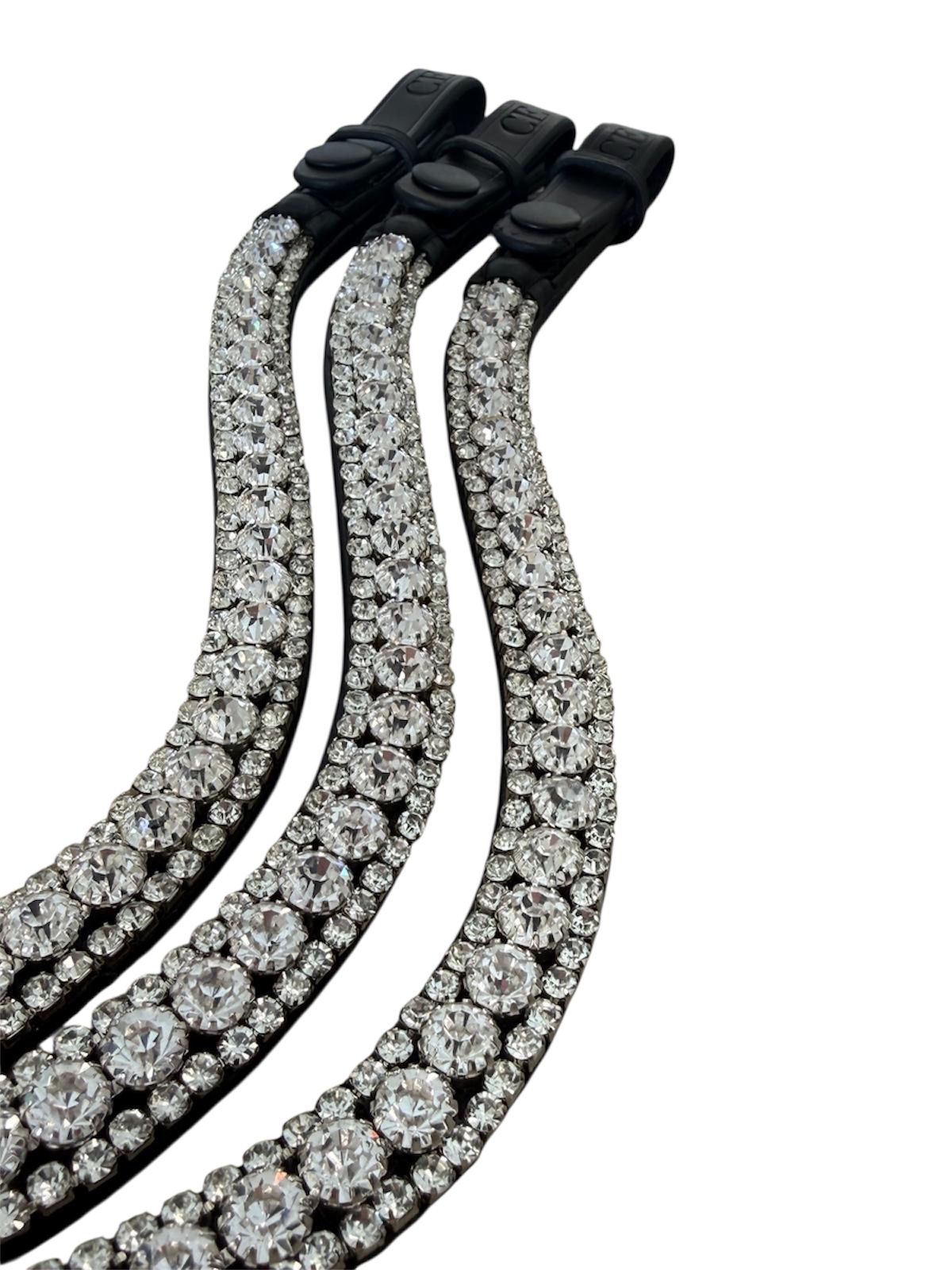 Frontal para caballo con doble fila de cristales plateados – accesorio hípico elegante Celiana Equestrian