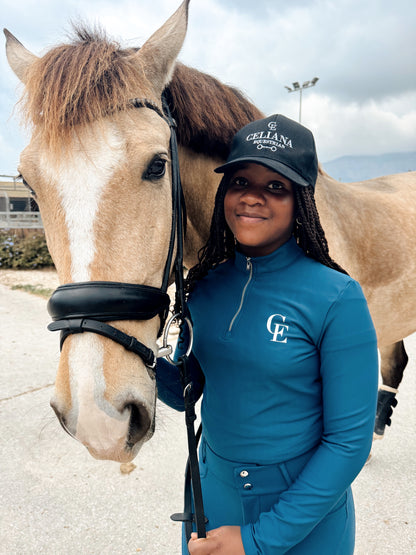 Top técnico de equitación mujer azul Celiana Equestrian ropa hípica premium