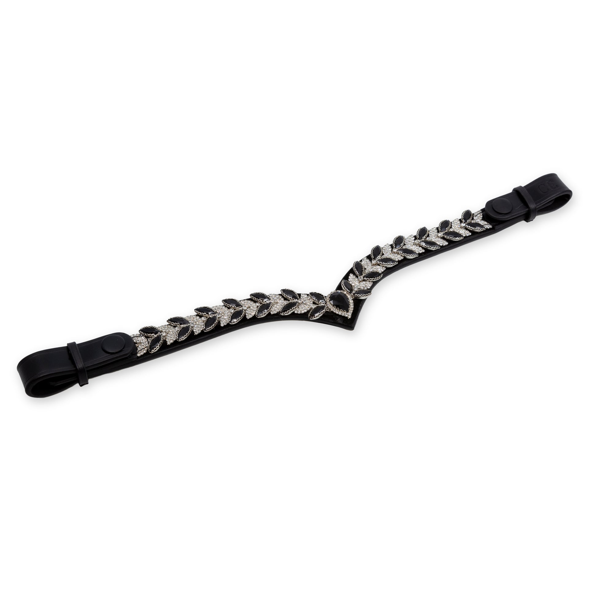 Frontalera ecuestre negra con cristales para caballo – Celiana Equestrian