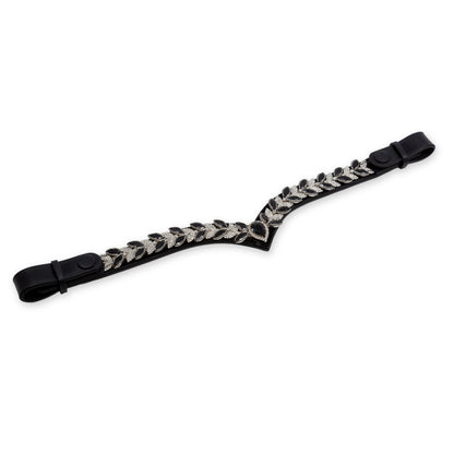 Frontalera ecuestre negra con cristales para caballo – Celiana Equestrian