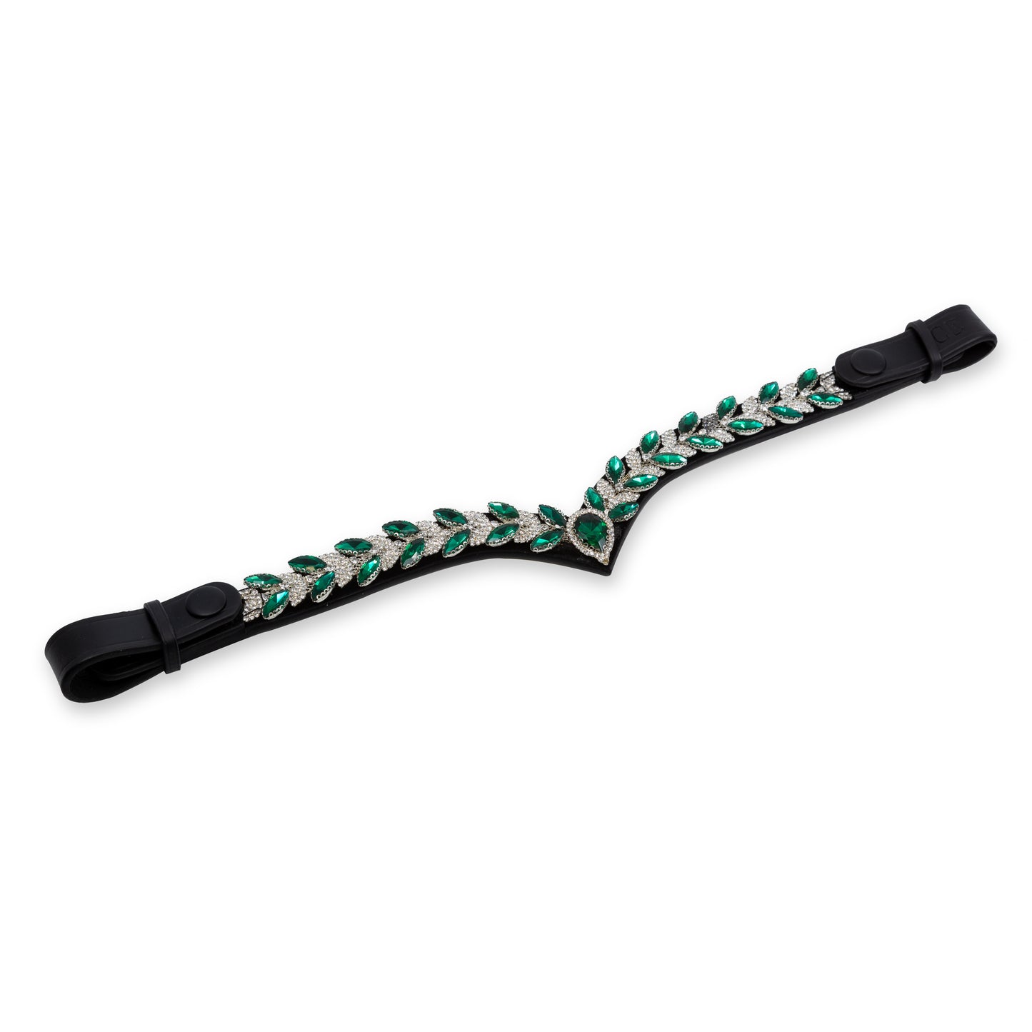 Frontalera ecuestre verde esmeralda con cristales para caballo – Celiana Equestrian
