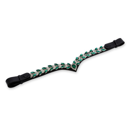 Frontalera ecuestre verde esmeralda con cristales para caballo – Celiana Equestrian
